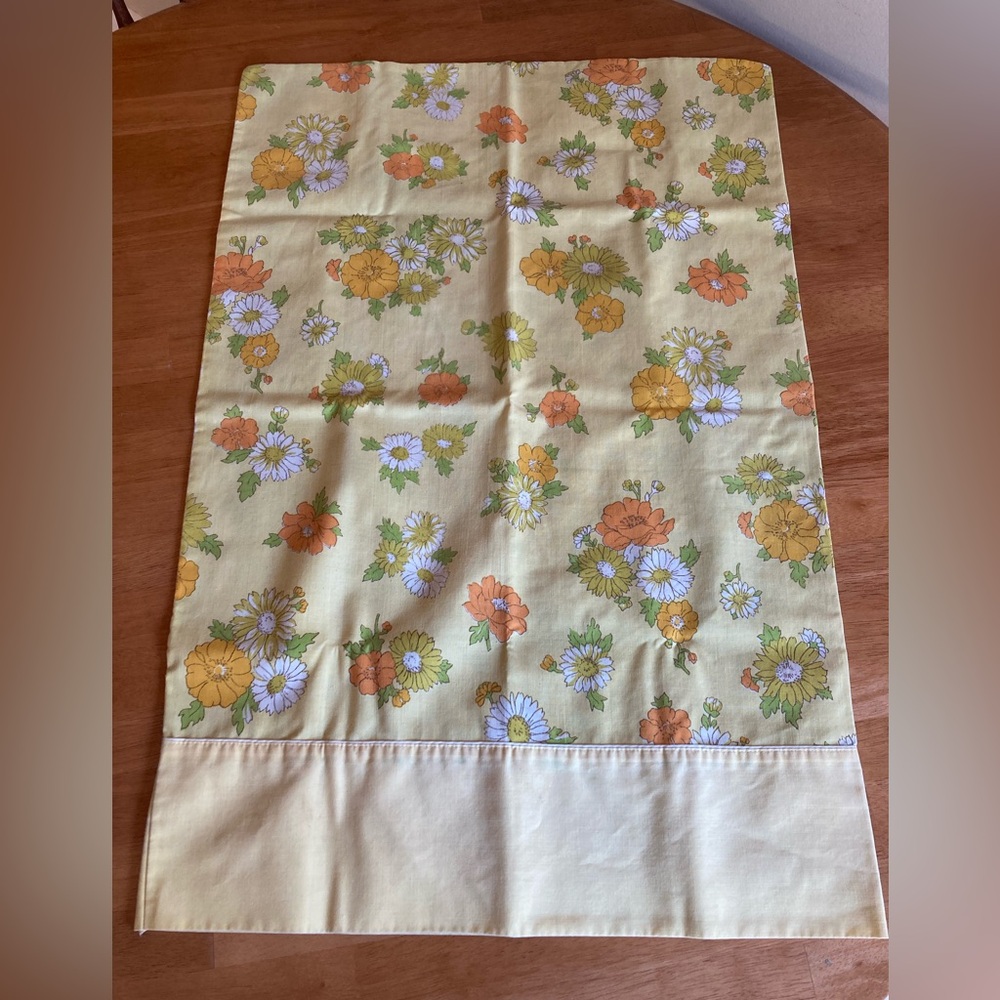 Vintage yellow and orange floral pillowcase